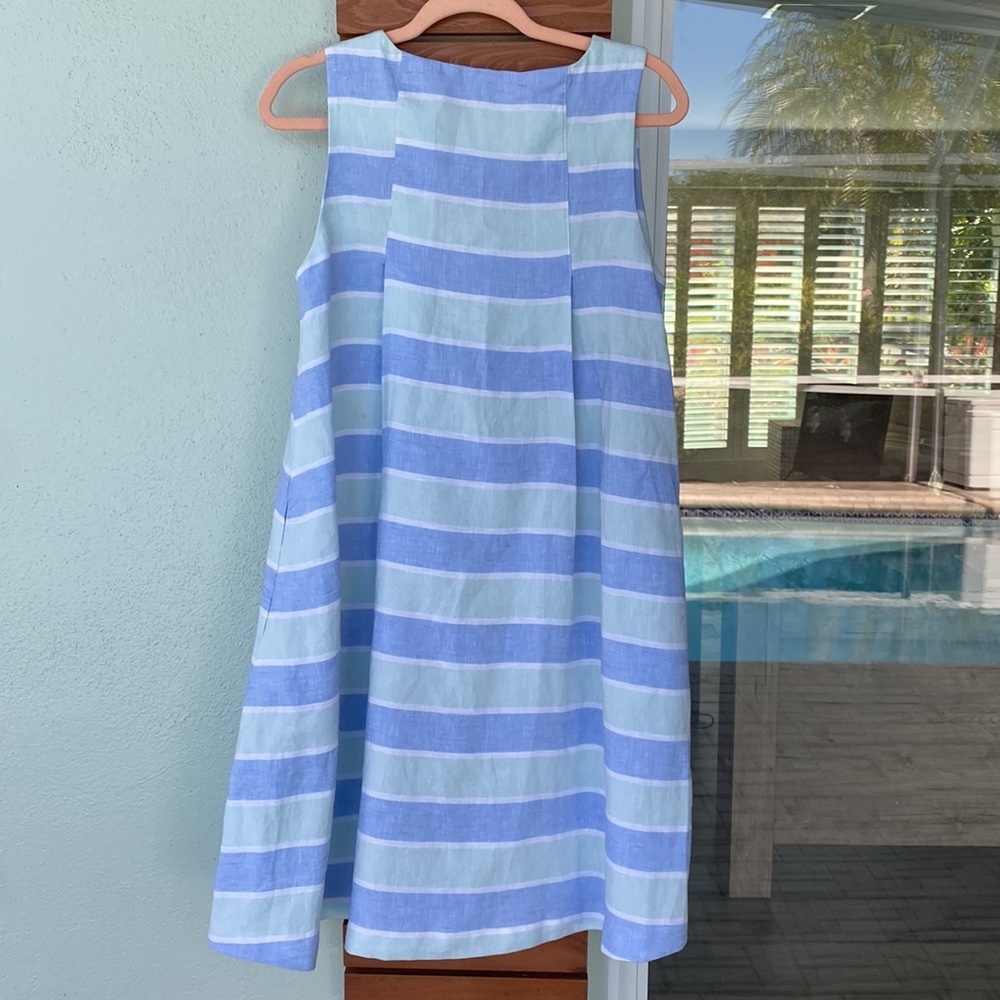 J McLaughlin striped linen tunic dress with pockets New no tag